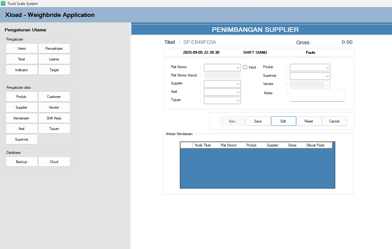 Halaman penimbangan Supplier