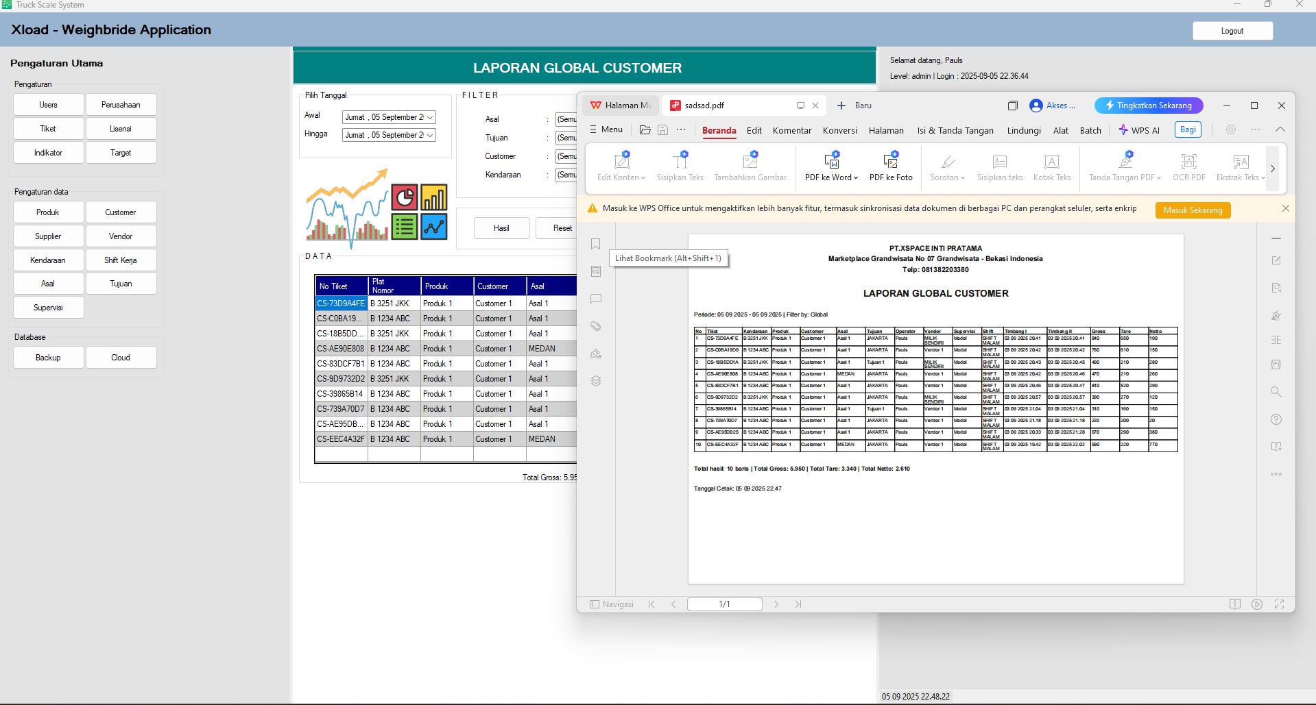 Fitur Export ke PDF dan hasil export